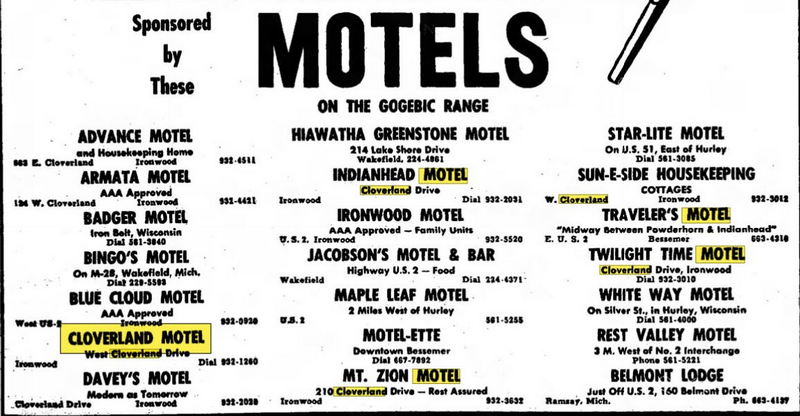 Budget Host Inn (Cloverland Court Motel, Cloverland Motel) - Nov 1965 Nice List Of Area Motels (newer photo)